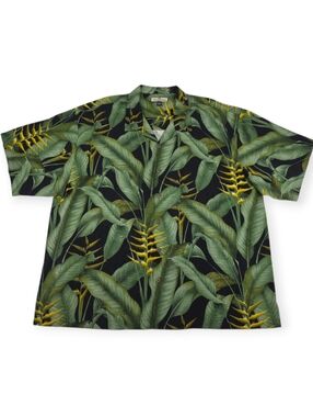 Tommy Bahama 100% Silk Hawaiian Heliconia Flowers Men's Sz XXL Black Green NWOT